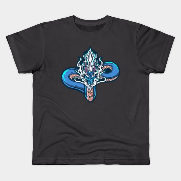 Blue Dragon Kids T-Shirt by Wavey's